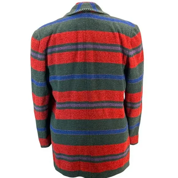 Casual Corner Vintage Red Wool Blend Aztec Western Country Blazer Women 10 - Picture 2 of 8